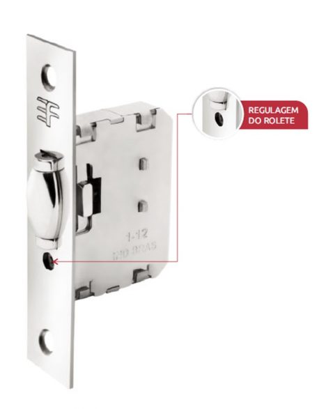 Fecho Mini Rolete 3F Para Porta Pivotante Inox Com Regulagem