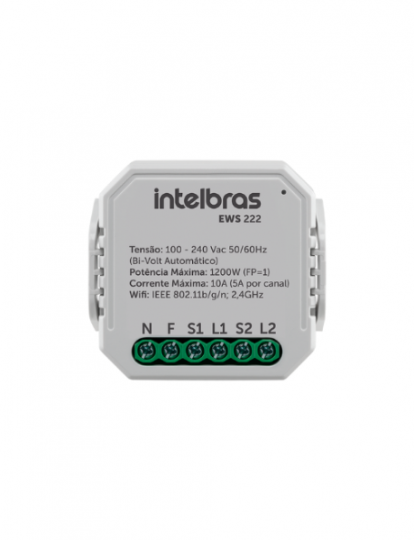 Interruptor de lâmpadas Wifi EWS 222 Izy Connect Intelbras