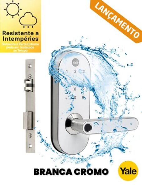 Fechadura Digital de Embutir Yale YMC 420W Branca/Cromada App