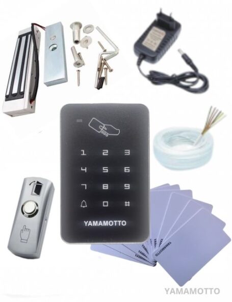 Kit Controle de Acesso Yamamotto + Fechadura Magnética + 5 cartões de acesso + duas fontes de Alimentação